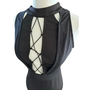 Entry Black Lace-Up Cocktail Bodycon Dress Size Small